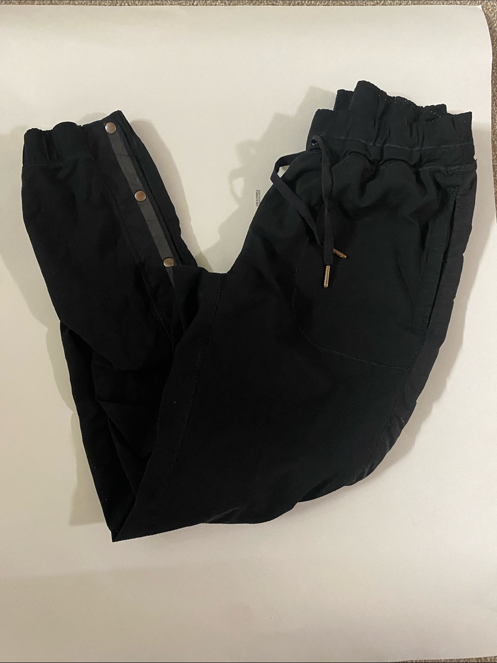 lululemon athletica Black Track Joggers with Metallic Snap Trim